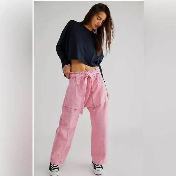 Free People Sky Rider Straight Leg en Rosebloom. - Picture 1 of 7